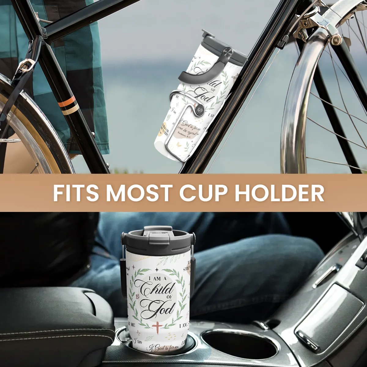 Christian Tumbler with Handle 30oz, Religious Gifts for Women, Inspirational Gifts for Her for Birthday Christmas Mothers Day, Stainless Steel Flip Straw Insulated Tumblers Coffee Travel Cup