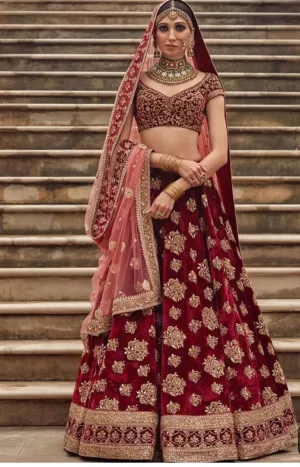 Classy Indian Bridal Dress In Maroon And Pink Color.# B2005