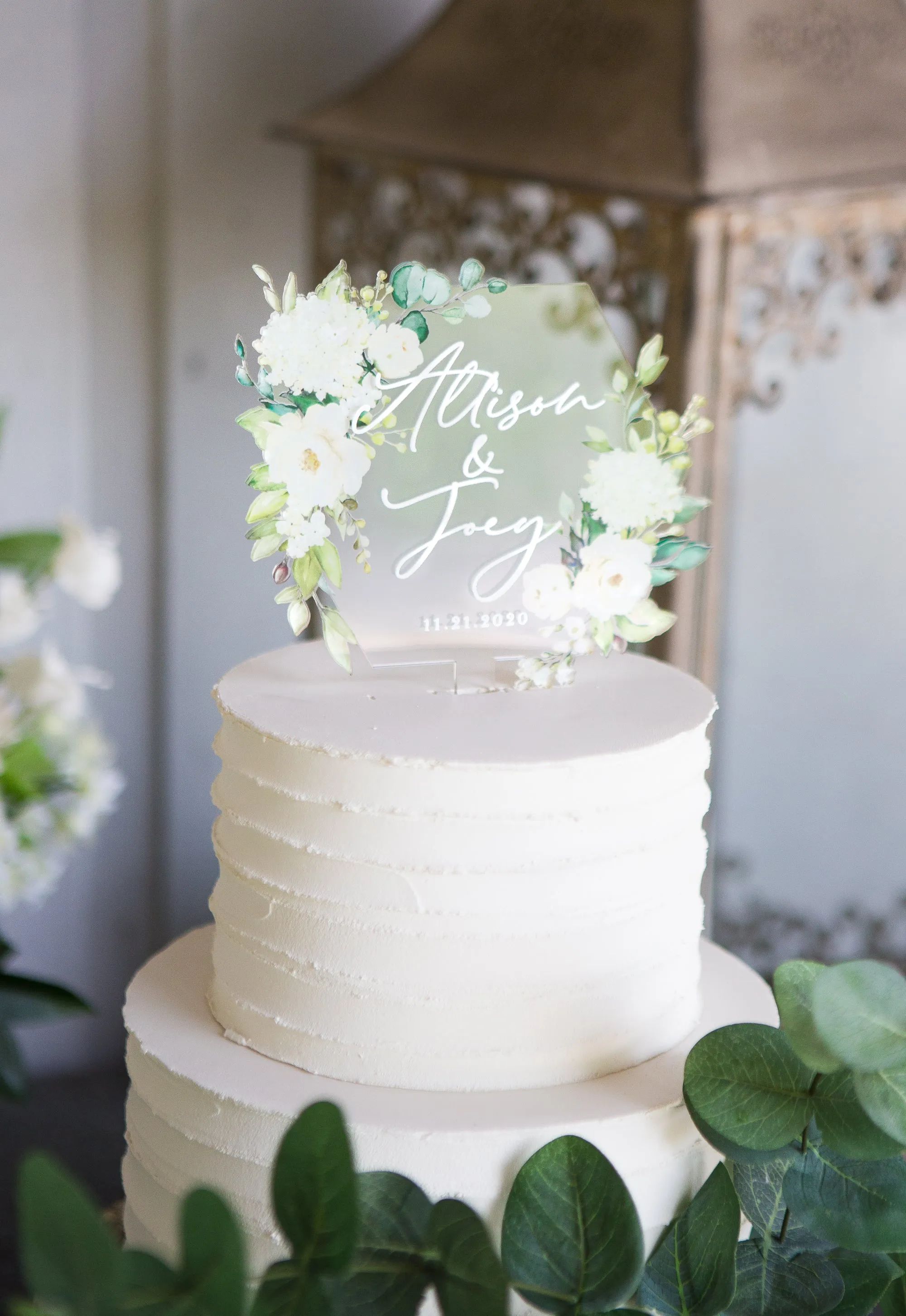 Clear Floral Wedding Cake Topper