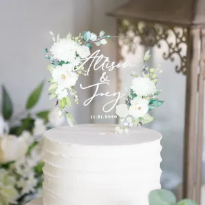 Clear Floral Wedding Cake Topper