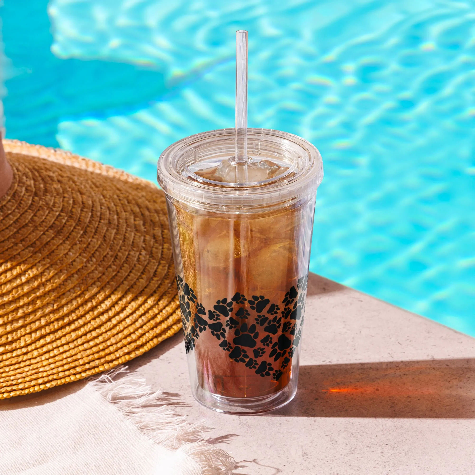 Clear plastic Insulated Resusable tumbler 16OZ