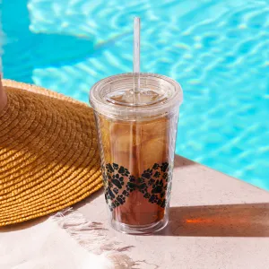 Clear plastic Insulated Resusable tumbler 16OZ