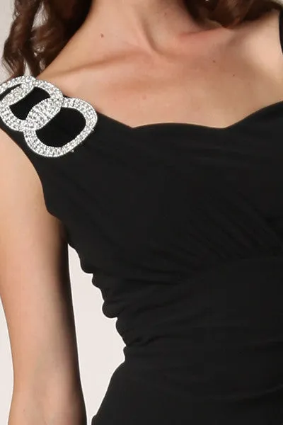 CLEARANCE - Celavie 6031s Black Wedding Guest Dress Elegant (Size XL)
