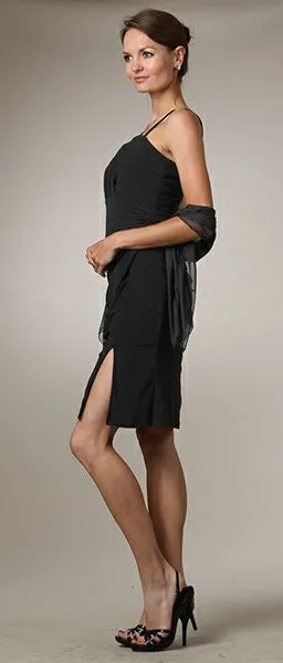 CLEARANCE - Celavie 6031s Black Wedding Guest Dress Elegant (Size XL)