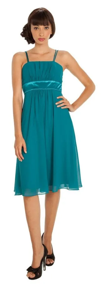 CLEARANCE - Knee Length Spaghetti Strap Chiffon Dress (Size Medium)