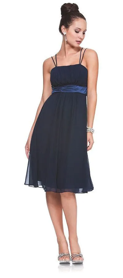 CLEARANCE - Knee Length Spaghetti Strap Chiffon Dress (Size Medium)