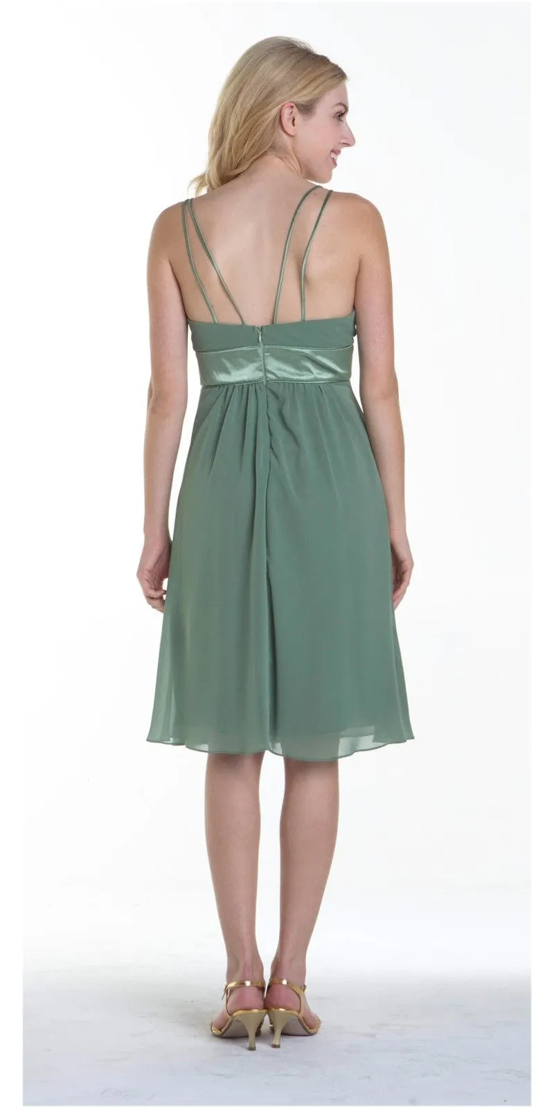 CLEARANCE - Knee Length Spaghetti Strap Chiffon Dress (Size Medium)