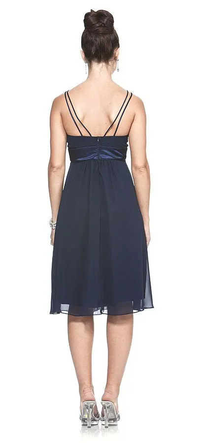 CLEARANCE - Knee Length Spaghetti Strap Chiffon Dress (Size Medium)