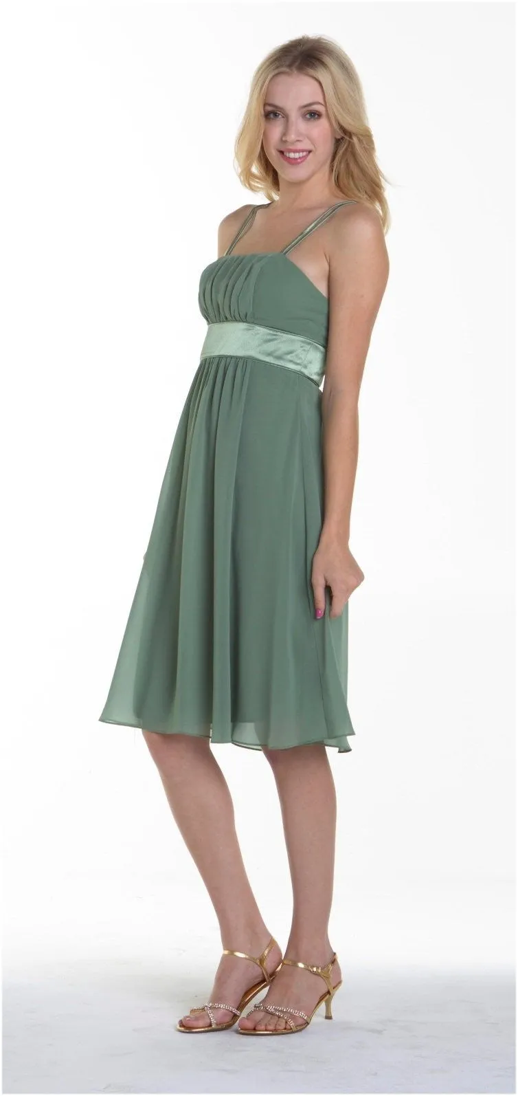 CLEARANCE - Knee Length Spaghetti Strap Chiffon Dress (Size Medium)