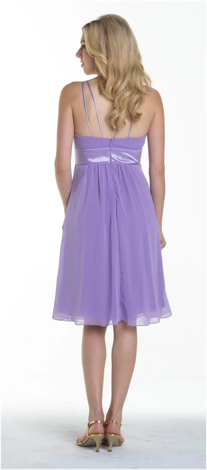 CLEARANCE - Knee Length Spaghetti Strap Chiffon Dress (Size Medium)