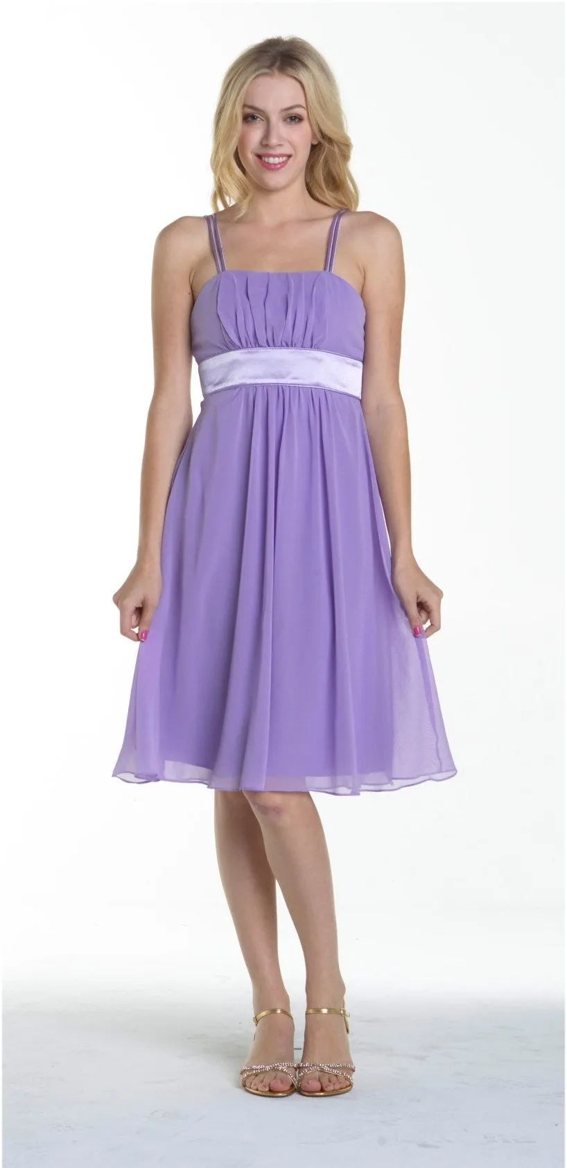 CLEARANCE - Knee Length Spaghetti Strap Chiffon Dress (Size Medium)