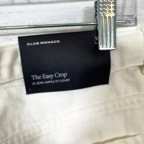 Club Monaco Ecru The Easy Crop Jeans, NWT, Size 31, MSRP $130