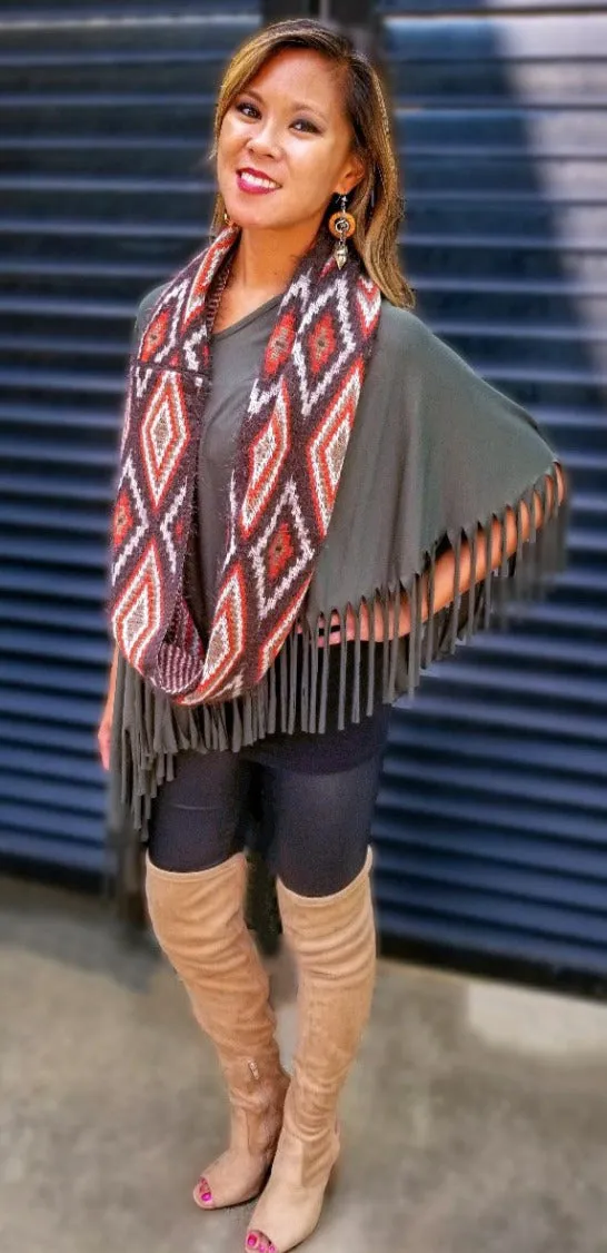 Convertible Fringe Poncho