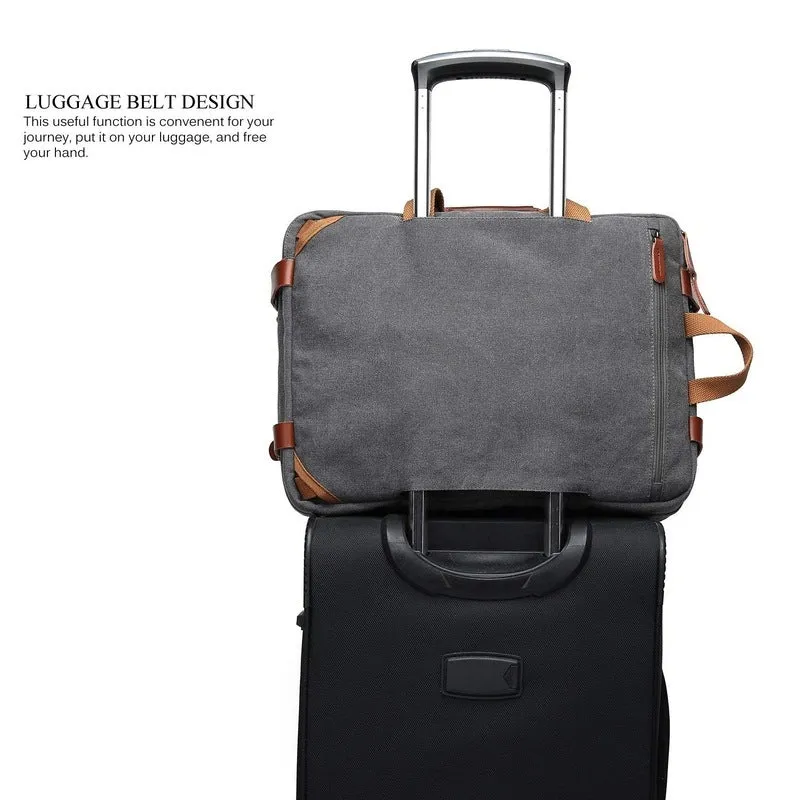 Convertible Laptop Backpack with Genuine Leather Trim | 15.6 Inch | Grey | 14L Capacity