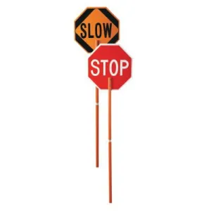 Cortina Safety Paddle, Plastic w/Enginr Grade Reflective, STOP/SLOW, Red/Wht/Orng/Blk, 03-822P