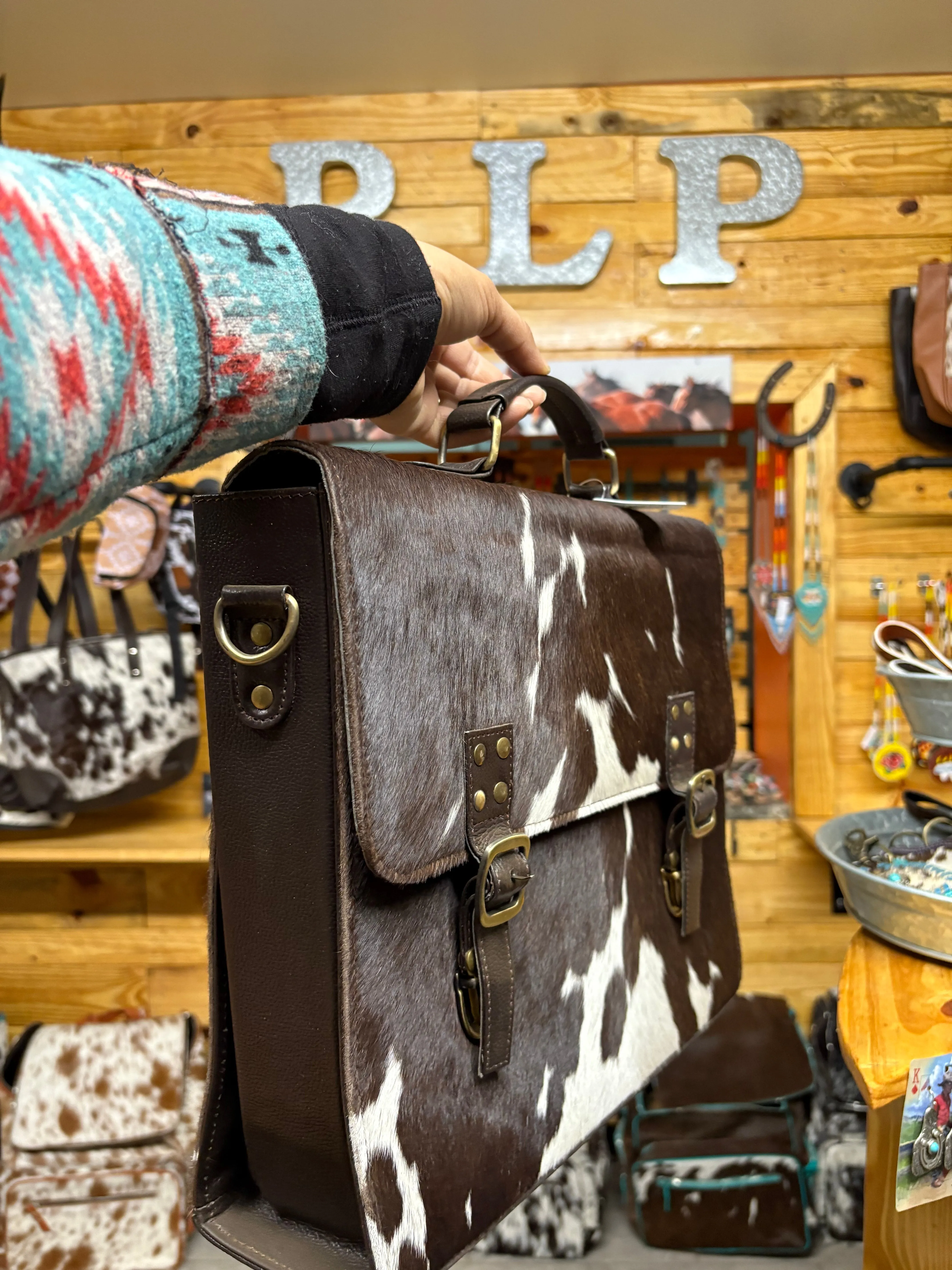 Cowhide Briefcase - Work Bag - Laptop