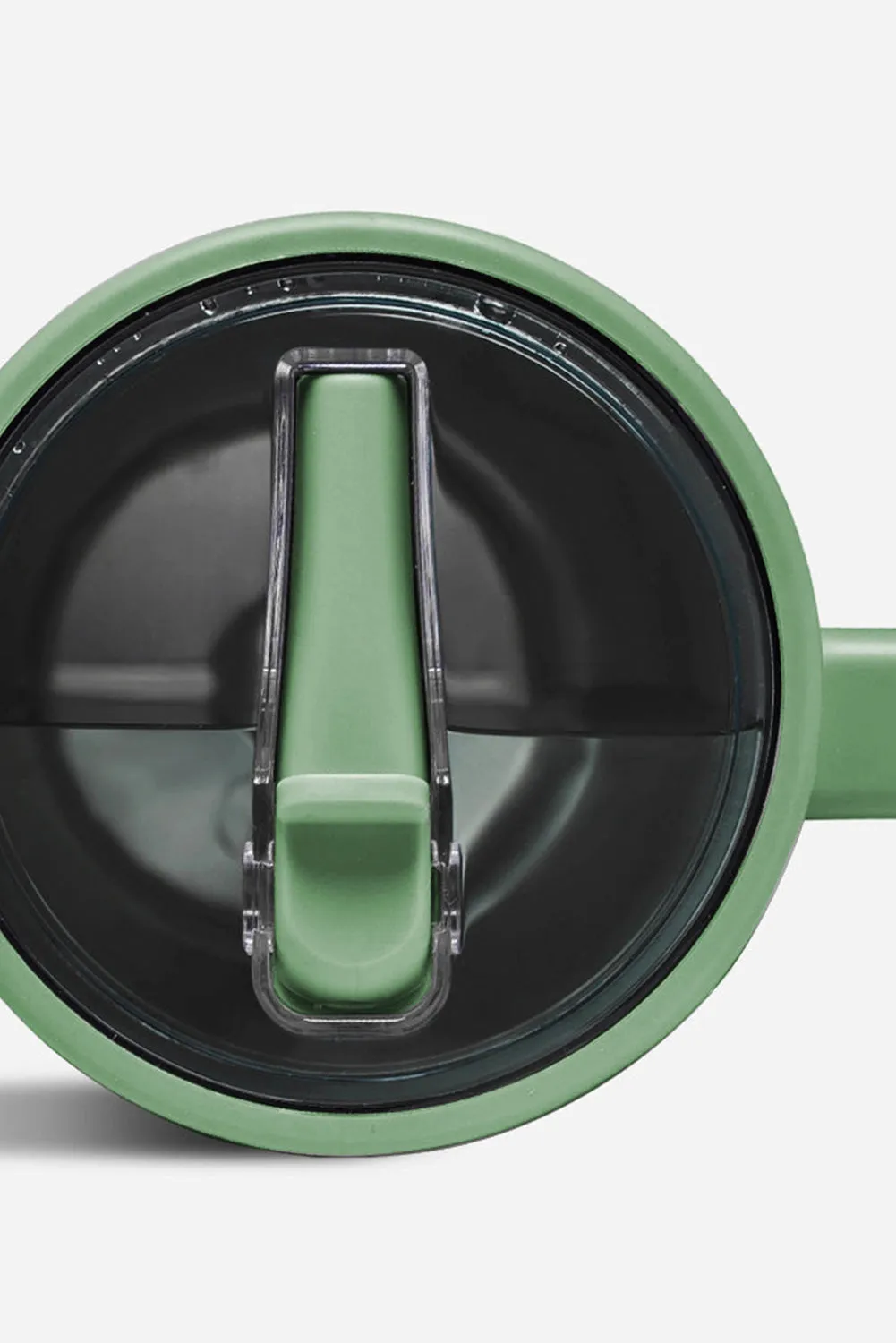 Dark Green Frosted Stainless Handle Large Vacuum Cup with Straw 1200ml