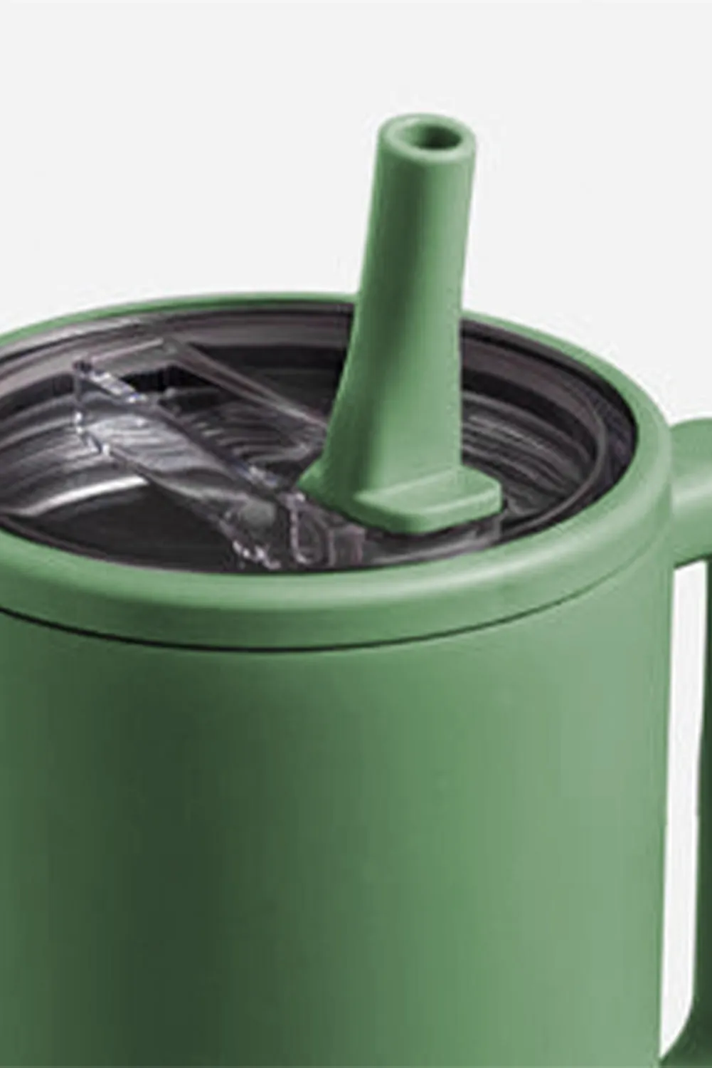 Dark Green Frosted Stainless Handle Large Vacuum Cup with Straw 1200ml