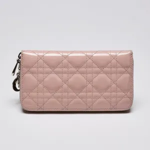Dior Pink Patent Leather Zip Around Wallet