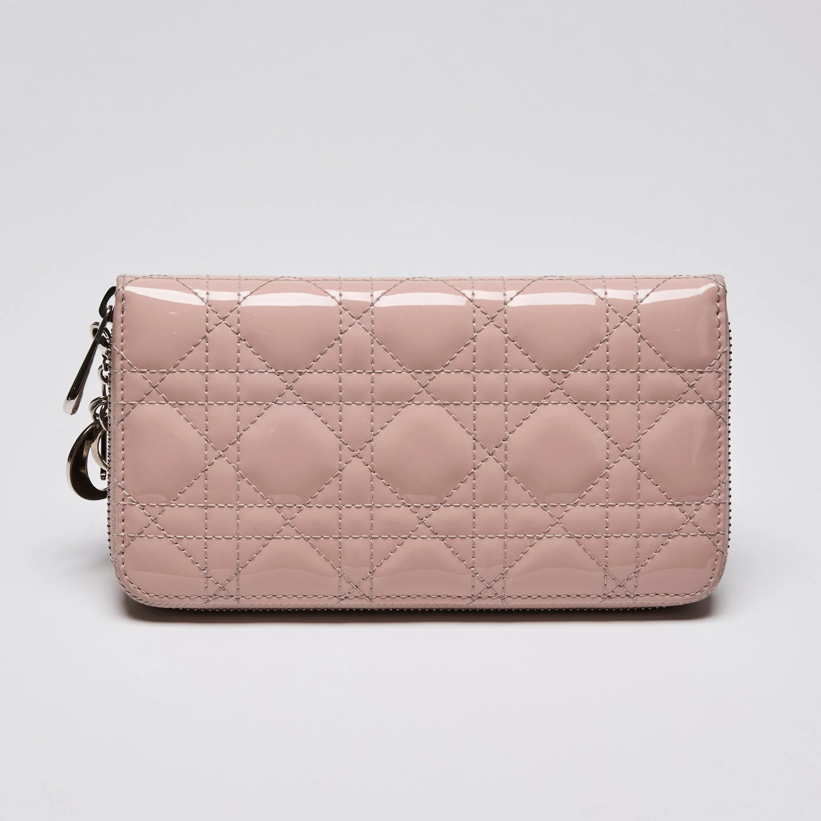 Dior Pink Patent Leather Zip Around Wallet