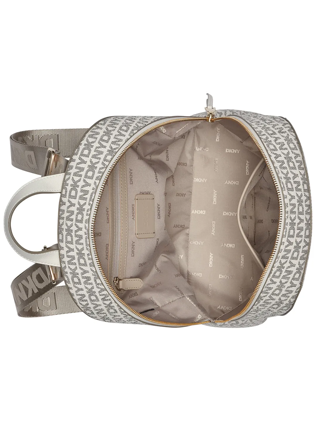 DKNY Women Beige Printed Backpacks