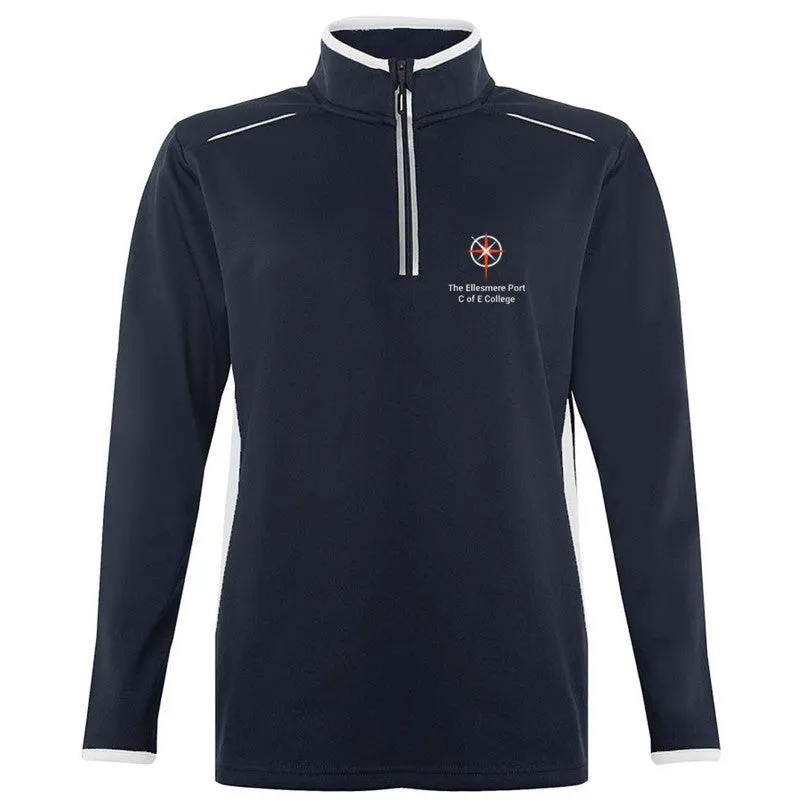 Ellesmere Port C of E College 1/4 Zip Top Navy / White (Optional)