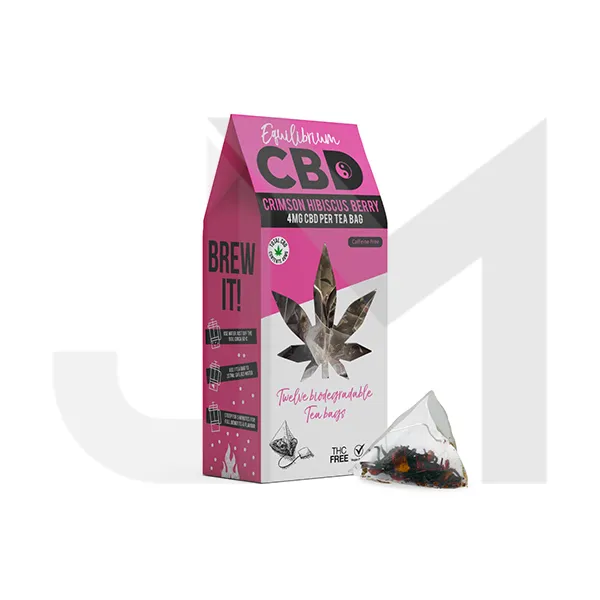 Equilibrium CBD Full Spectrum Crimson Hibiscus Berry Tea Bags Box of 12