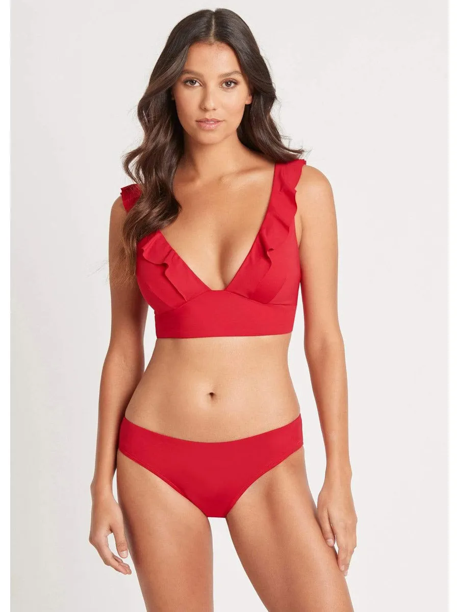 Essentials Frill Bra Top In Red