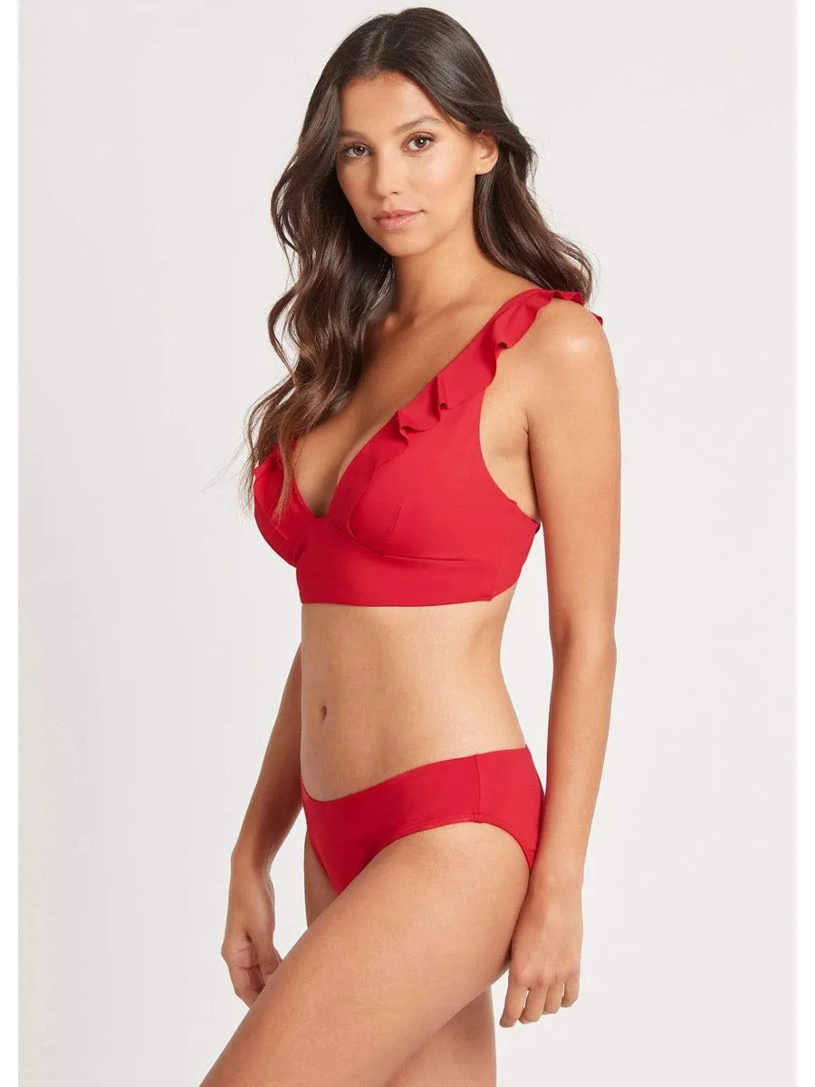 Essentials Frill Bra Top In Red