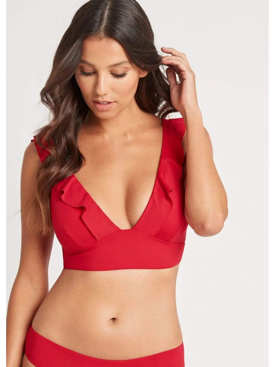 Essentials Frill Bra Top In Red