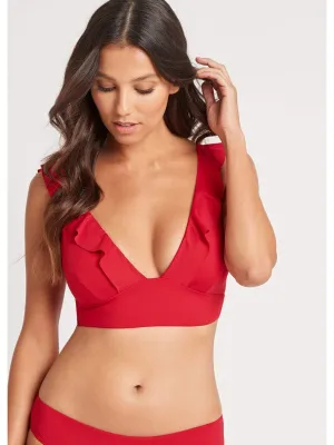 Essentials Frill Bra Top In Red