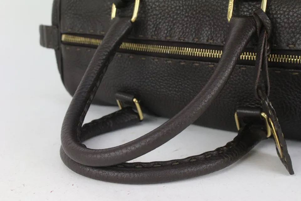Fendi Brown Leather Selleria Boston Bag 824ff54