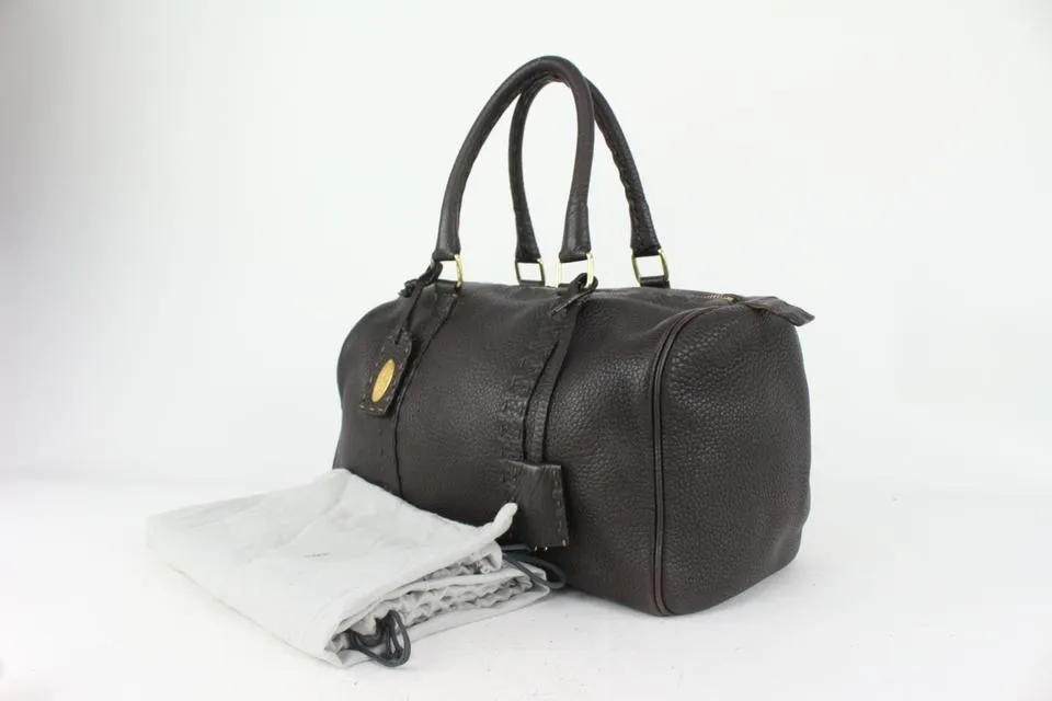 Fendi Brown Leather Selleria Boston Bag 824ff54