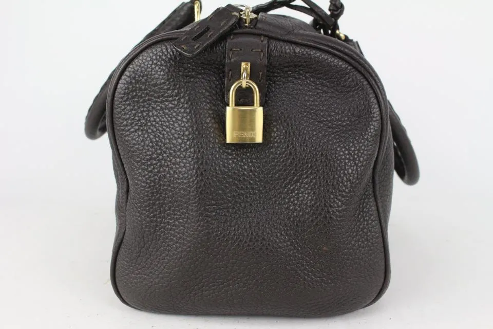 Fendi Brown Leather Selleria Boston Bag 824ff54