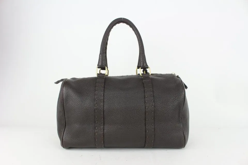 Fendi Brown Leather Selleria Boston Bag 824ff54