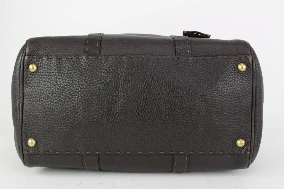 Fendi Brown Leather Selleria Boston Bag 824ff54