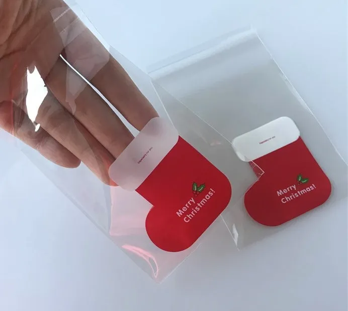 Festive Red Stocking Gift Bags Cello Self-adhesive Cookie bag - Favors Party bags 20/50/100 bags CB67