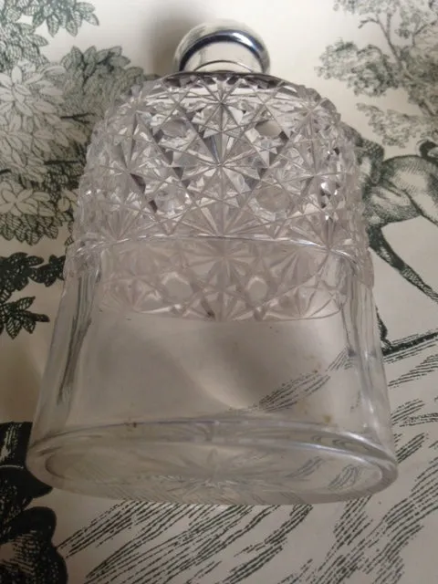 Flask Vintage Sterling Hobnail Cut Glass Ladies Flask with Removable Silver Cup