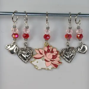 Floral Hedgehog Enamel Stitch Markers