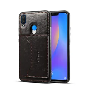 For HUAWEI Nova 3i 2 in 1 Retro PU Leather Wallet Stand Non-slip Shockproof Cell Phone Case black