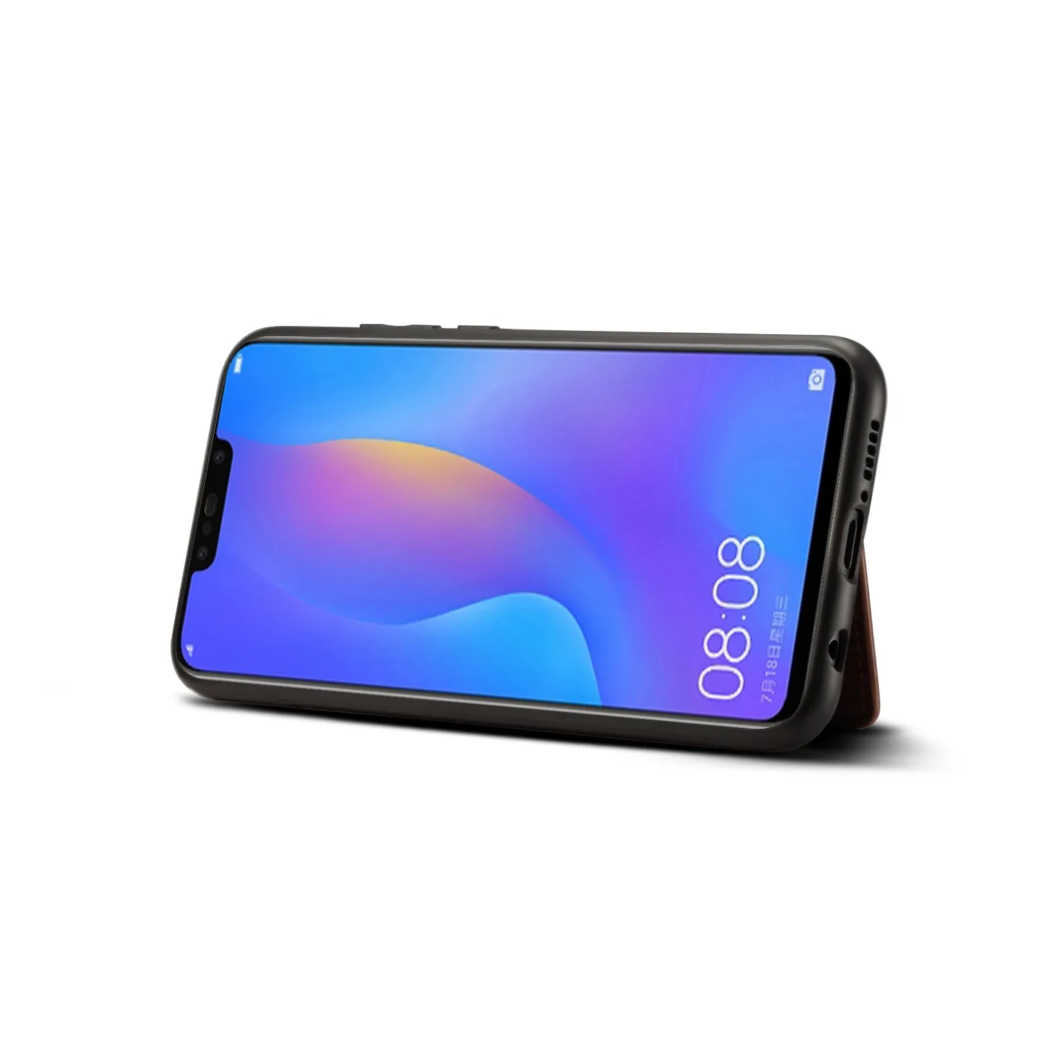 For HUAWEI Nova 3i 2 in 1 Retro PU Leather Wallet Stand Non-slip Shockproof Cell Phone Case black