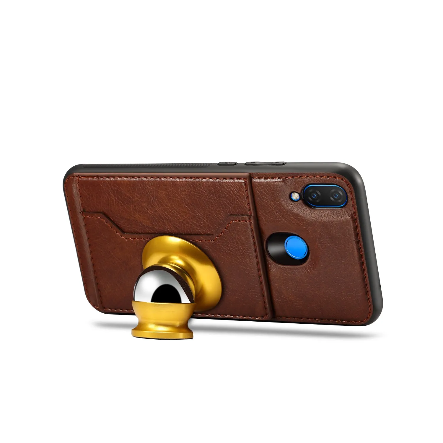 For HUAWEI Nova 3i 2 in 1 Retro PU Leather Wallet Stand Non-slip Shockproof Cell Phone Case black