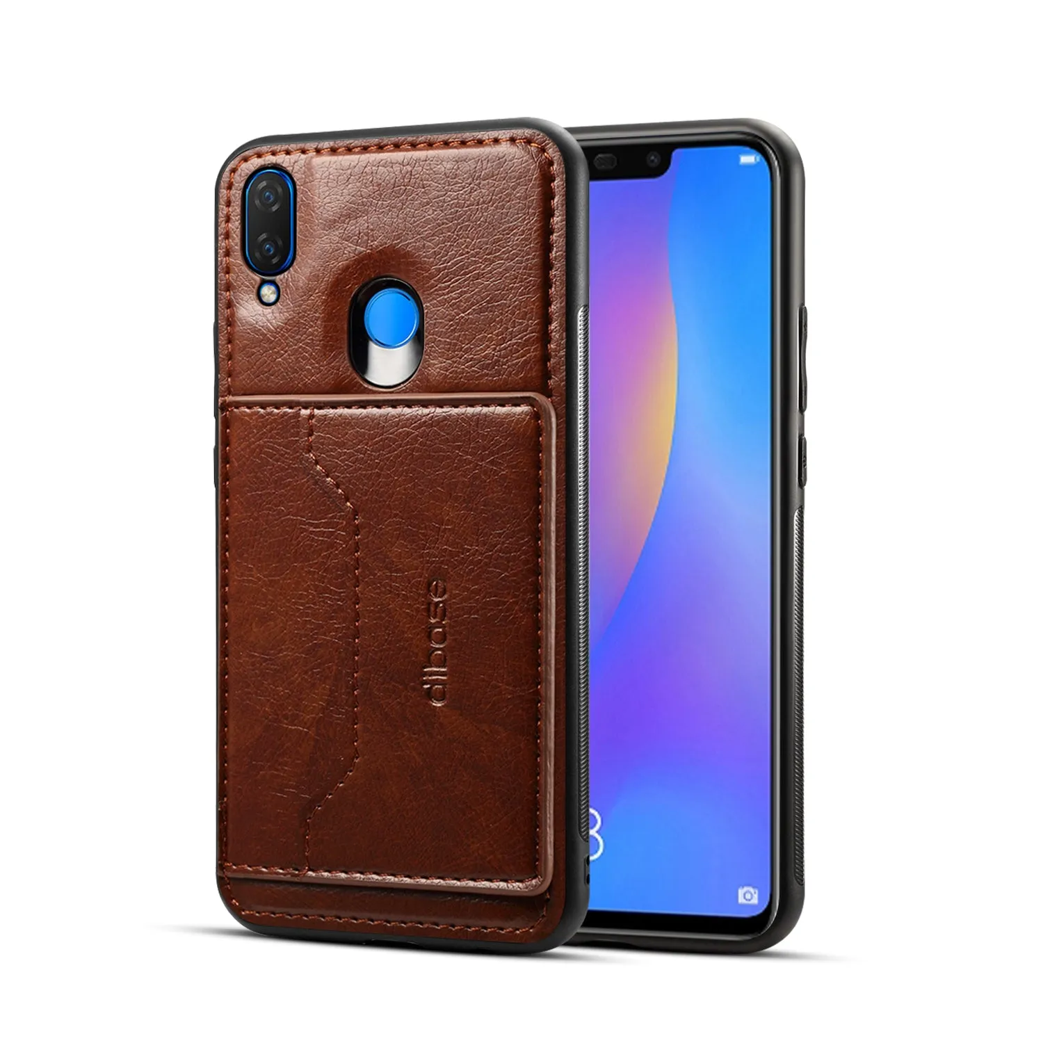 For HUAWEI Nova 3i 2 in 1 Retro PU Leather Wallet Stand Non-slip Shockproof Cell Phone Case black