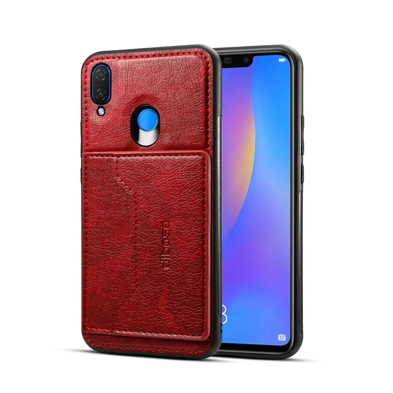 For HUAWEI Nova 3i 2 in 1 Retro PU Leather Wallet Stand Non-slip Shockproof Cell Phone Case black