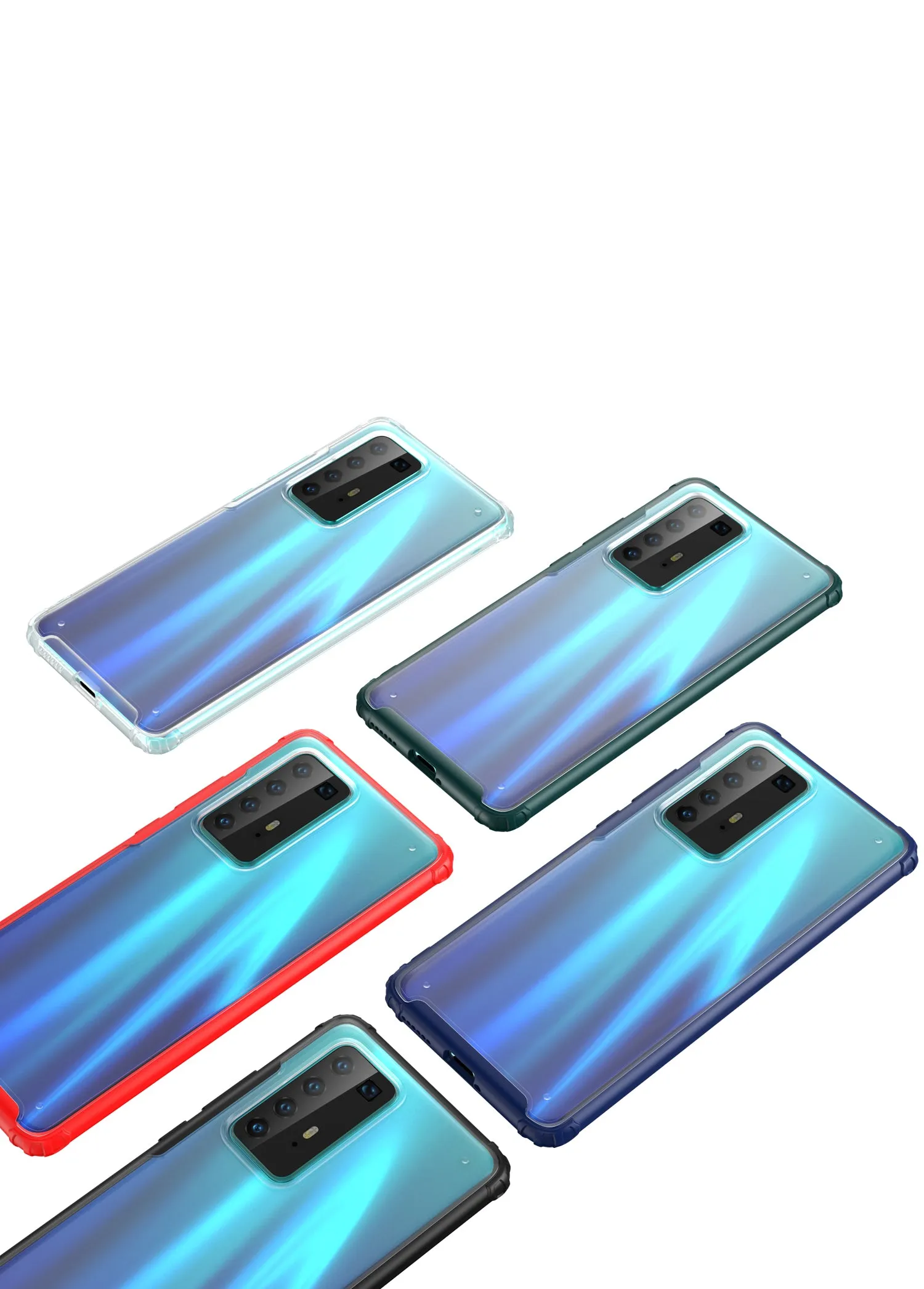 For HUAWEI P40 Pro Case PC Matte bottom TPU Soft Edge Cover Shockproof Mobile Phone Cover red