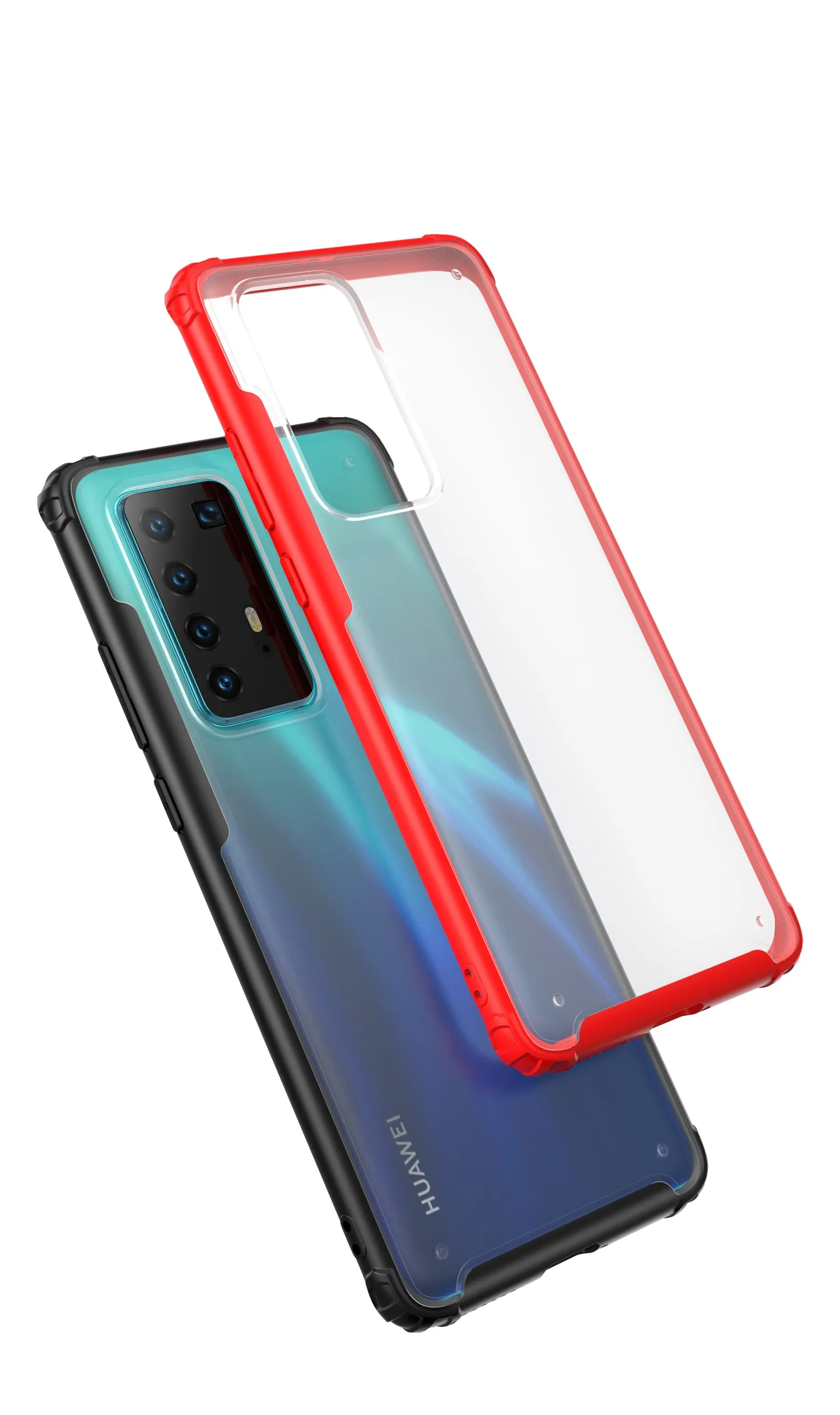 For HUAWEI P40 Pro Case PC Matte bottom TPU Soft Edge Cover Shockproof Mobile Phone Cover red