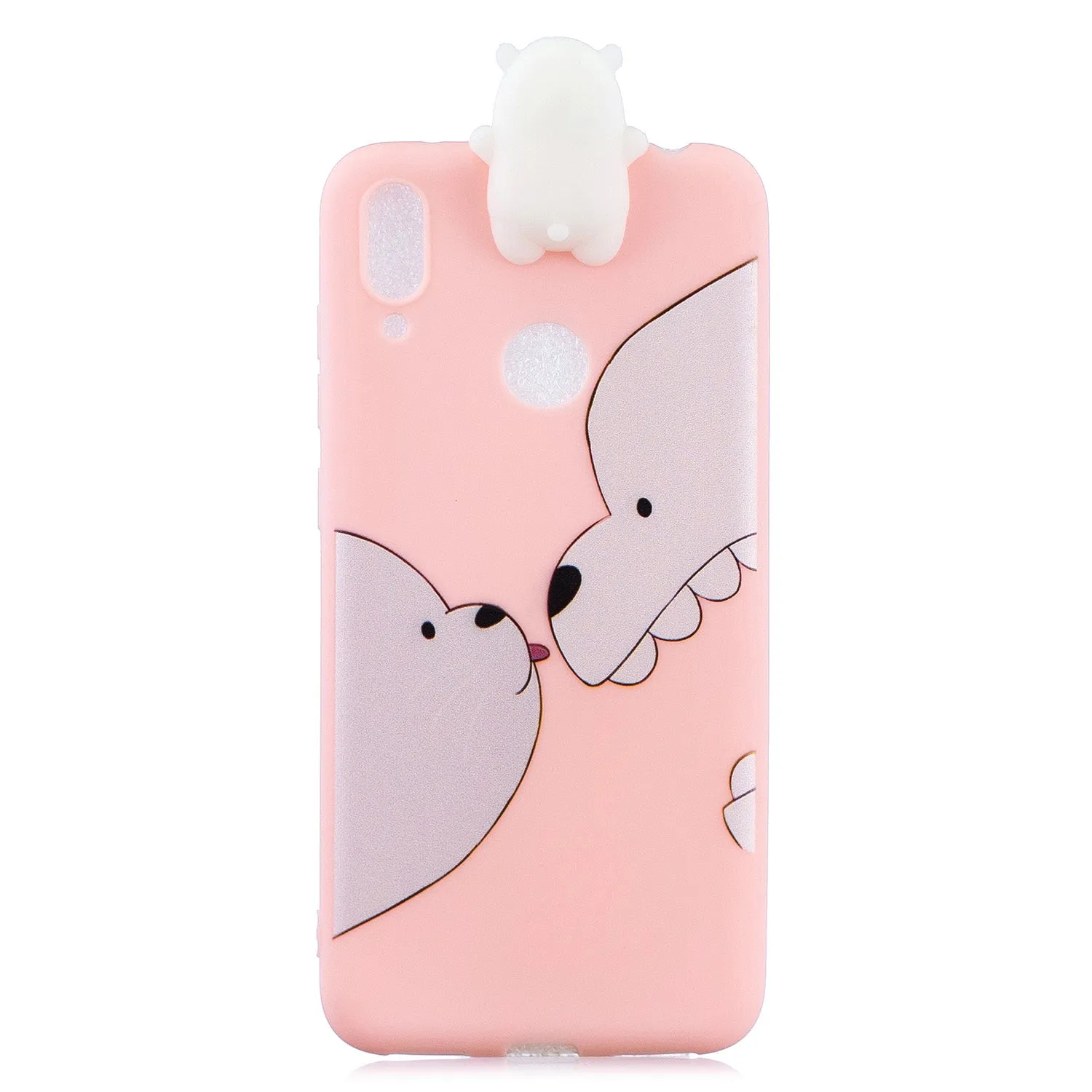 For Huawei Y7 2019 3D Cartoon Lovely Coloured Painted Soft TPU Back Cover Non-slip Shockproof Full Protective Case Big white bear
