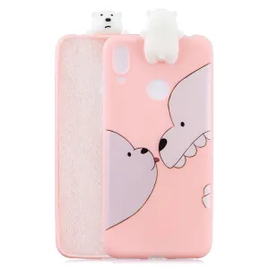 For Huawei Y7 2019 3D Cartoon Lovely Coloured Painted Soft TPU Back Cover Non-slip Shockproof Full Protective Case Big white bear