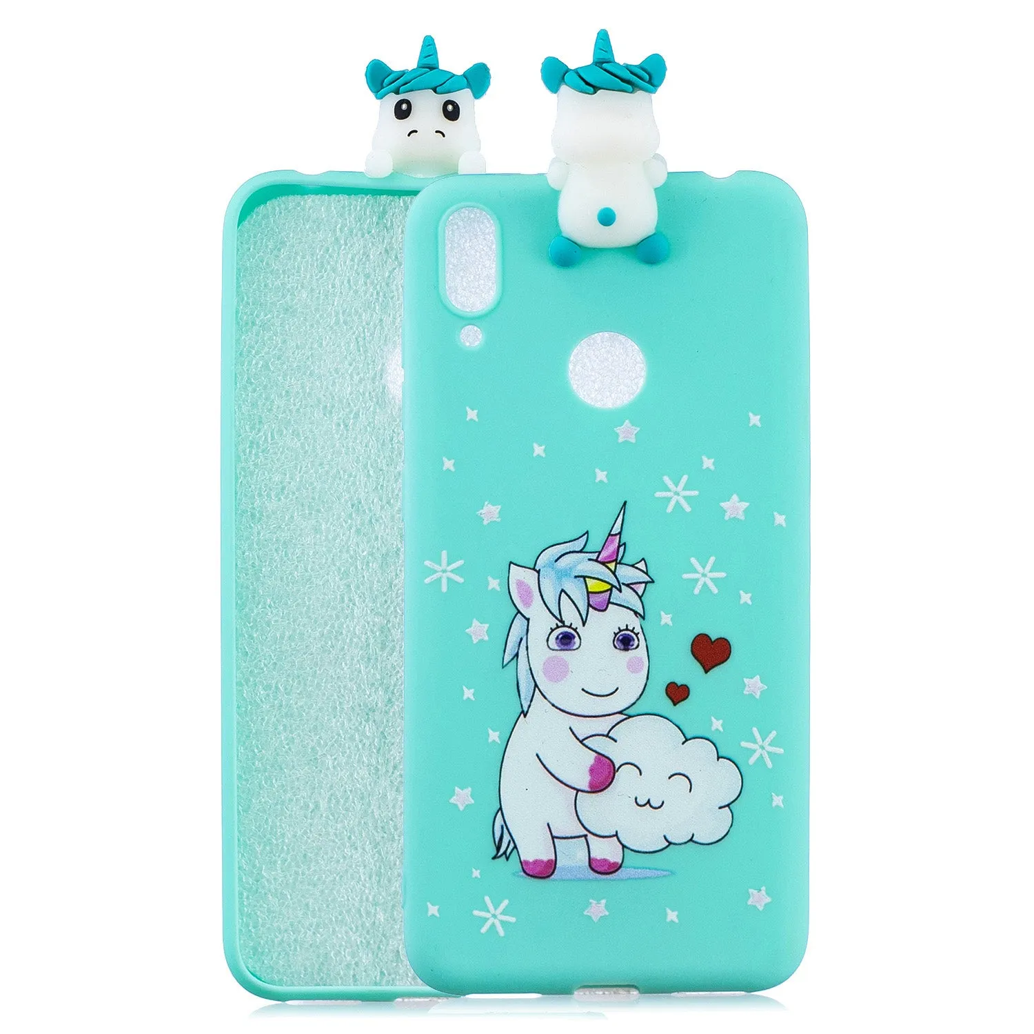 For Huawei Y7 2019 3D Cartoon Lovely Coloured Painted Soft TPU Back Cover Non-slip Shockproof Full Protective Case Striped bear