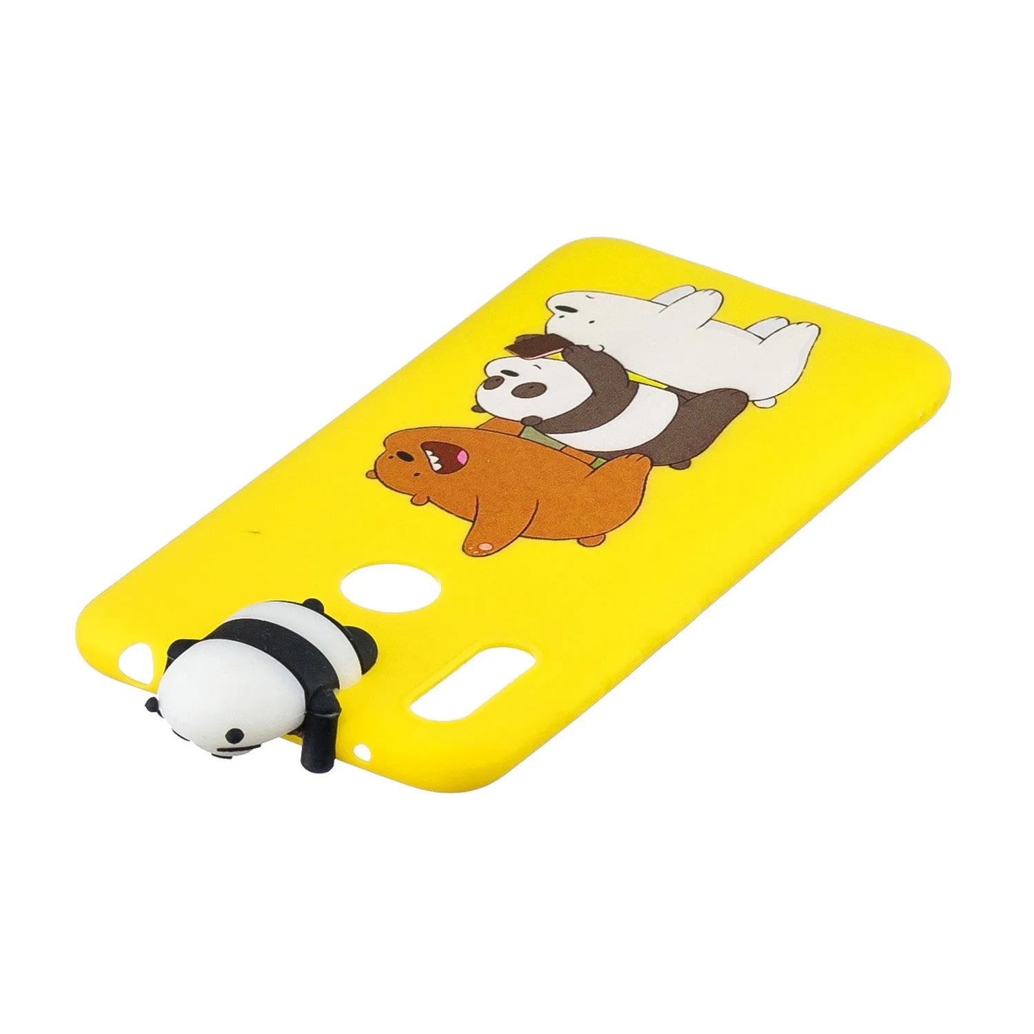 For Huawei Y7 2019 3D Cartoon Lovely Coloured Painted Soft TPU Back Cover Non-slip Shockproof Full Protective Case Striped bear